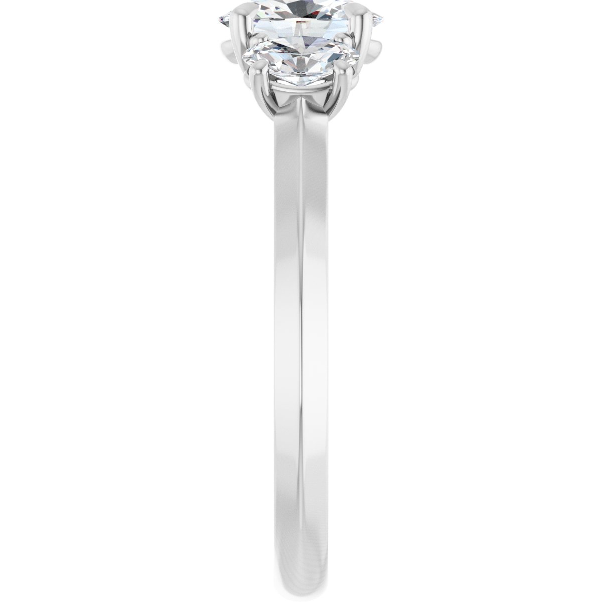 Oval Claw-Prong Three-Stone Engagement Ring Semi-Mount - gallery - Series 127275