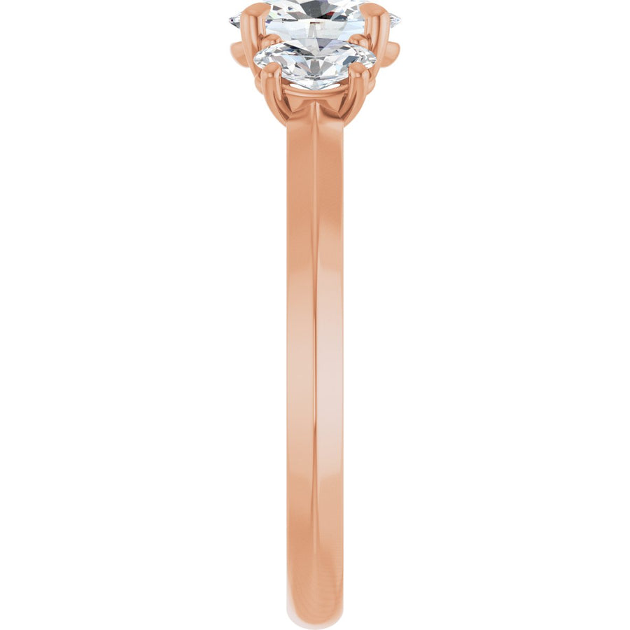 Oval Claw-Prong Three-Stone Engagement Ring Semi-Mount - gallery - Series 127275