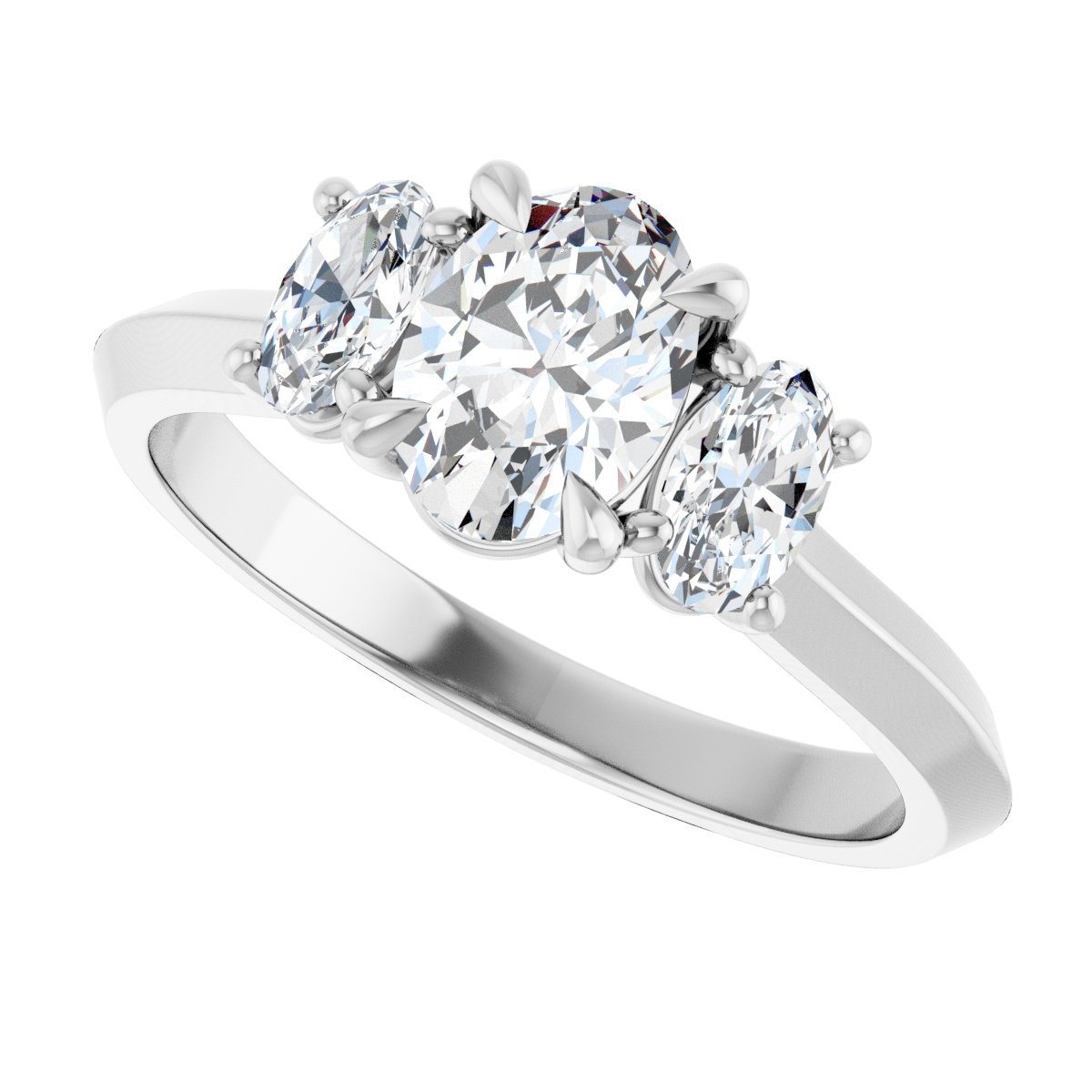 Oval Claw-Prong Three-Stone Engagement Ring Semi-Mount - gallery - Series 127275