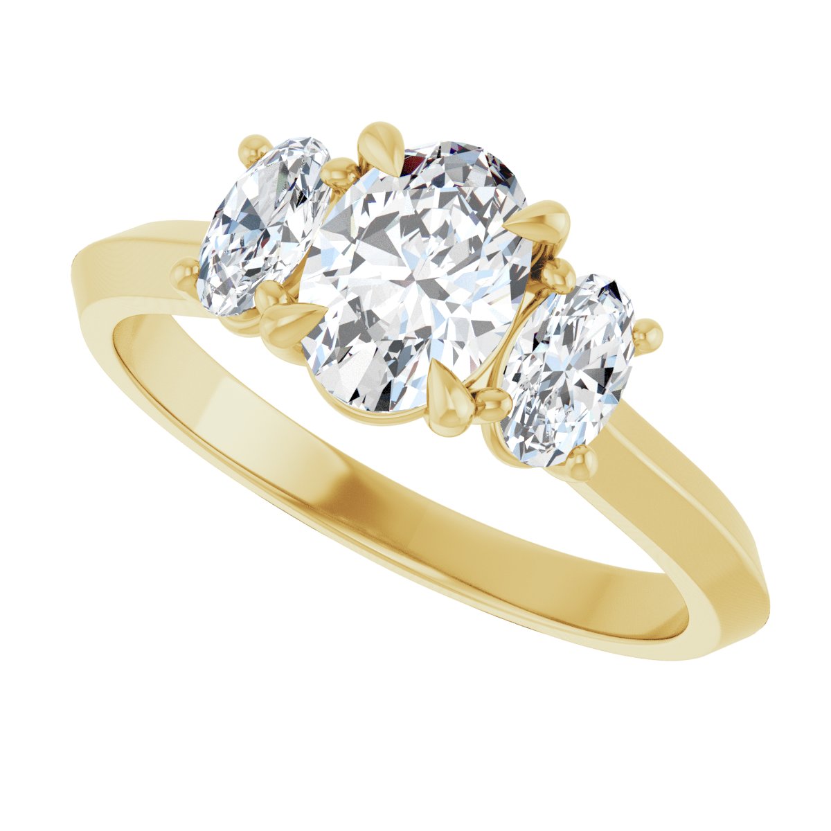 Oval Claw-Prong Three-Stone Engagement Ring Semi-Mount - gallery - Series 127275
