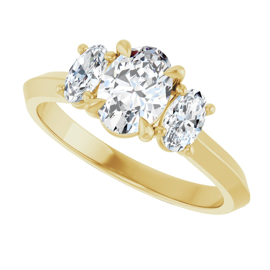 Oval Claw-Prong Three-Stone Engagement Ring Semi-Mount - gallery - Series 127275
