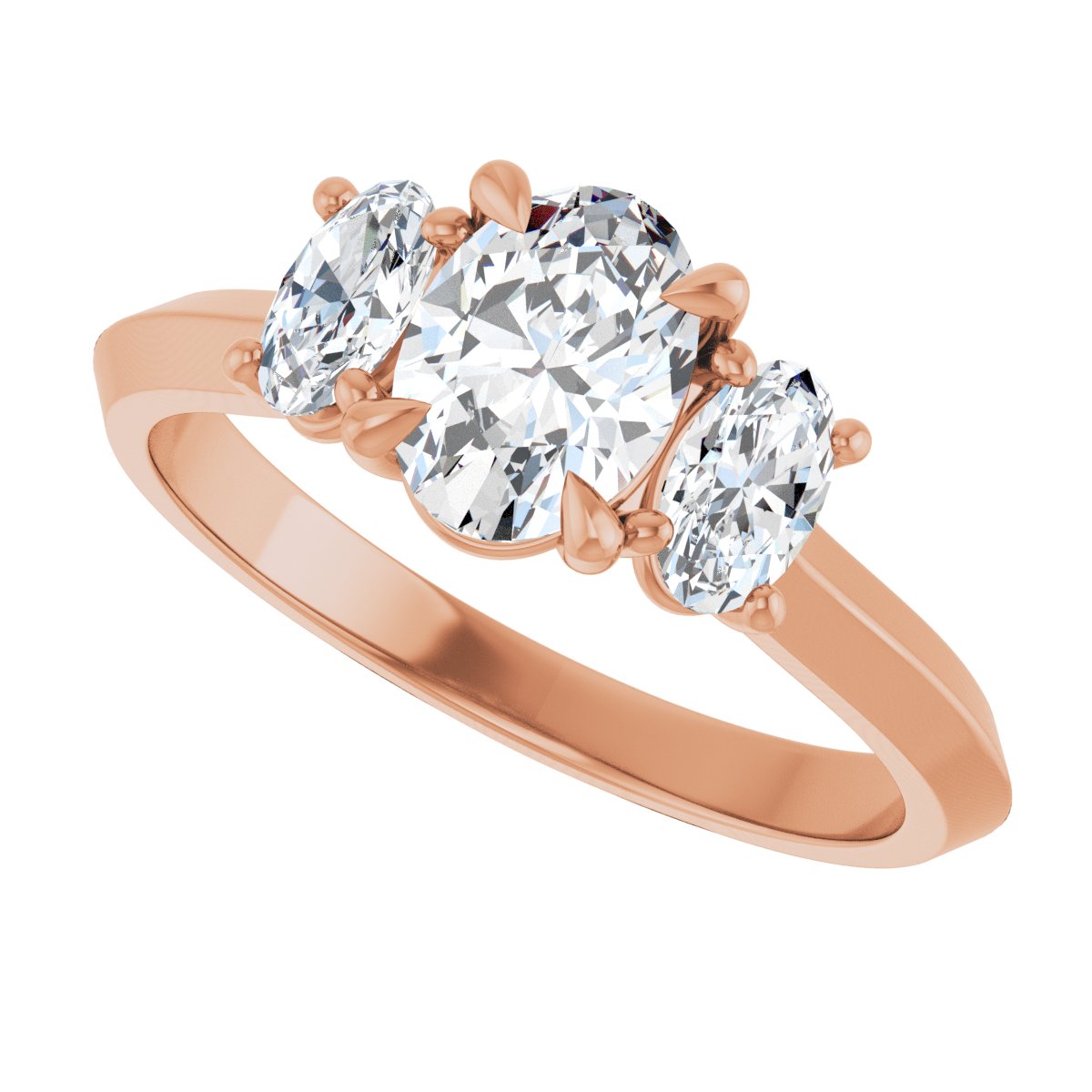 Oval Claw-Prong Three-Stone Engagement Ring Semi-Mount - gallery - Series 127275