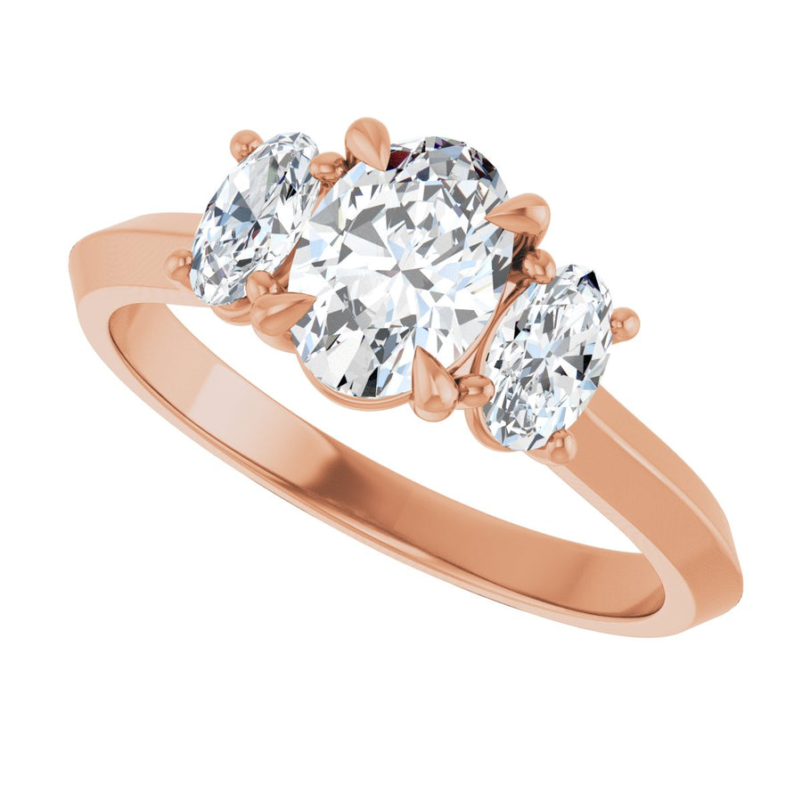 Oval Claw-Prong Three-Stone Engagement Ring Semi-Mount - gallery - Series 127275