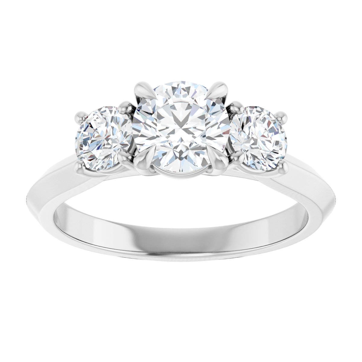 Round Claw-Prong Three-Stone Engagement Ring Semi-Mount - gallery - Series 127275