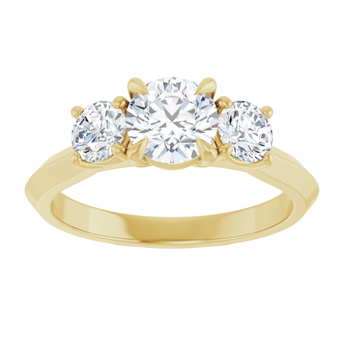 Round Claw-Prong Three-Stone Engagement Ring Semi-Mount - gallery - Series 127275