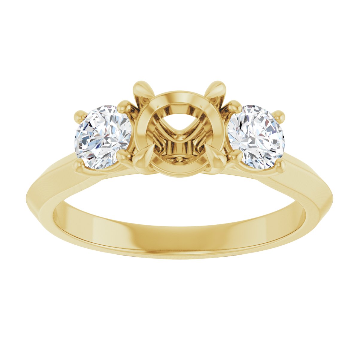 Round Claw-Prong Three-Stone Engagement Ring Semi-Mount - gallery - Series 127275