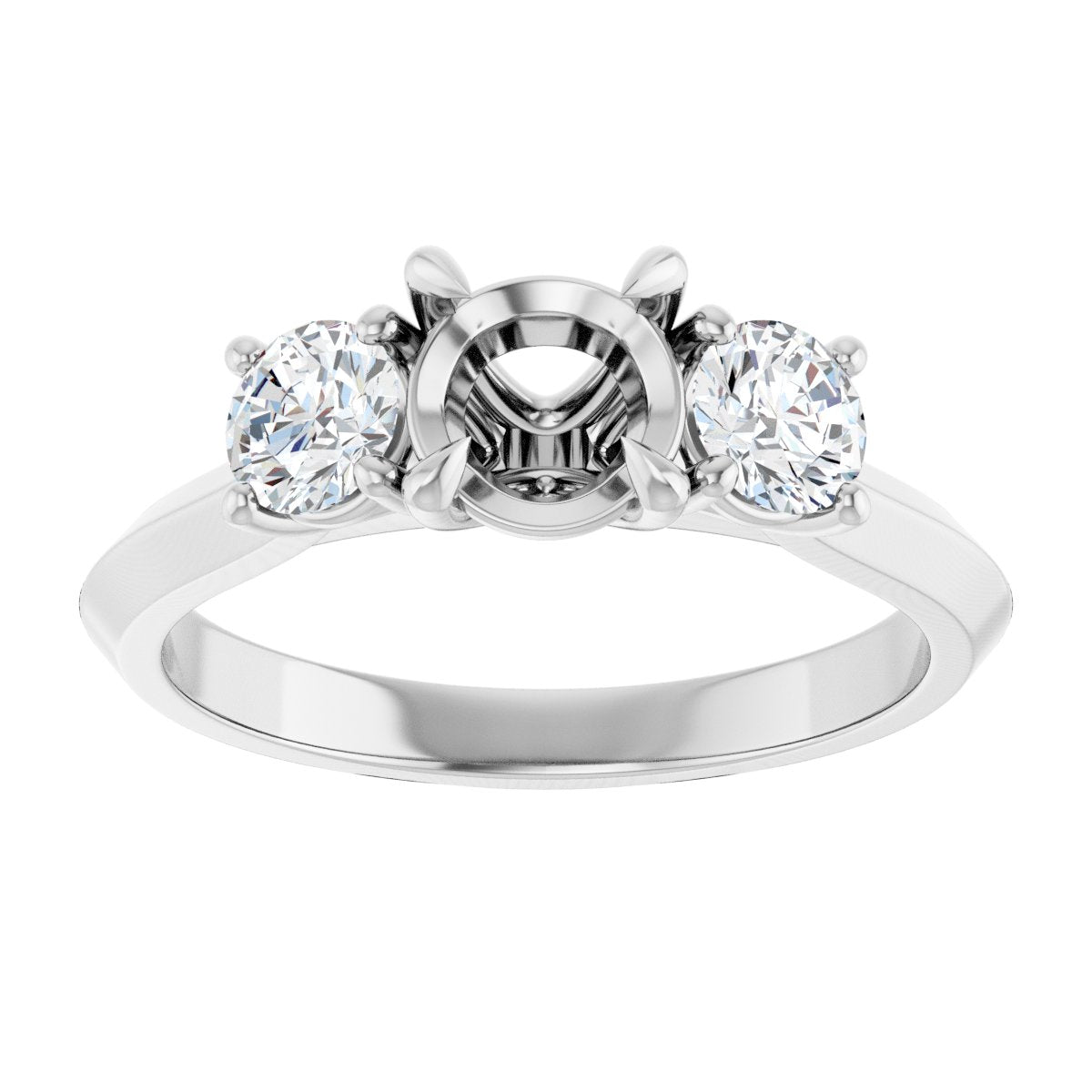 Round Claw-Prong Three-Stone Engagement Ring Semi-Mount - gallery - Series 127275