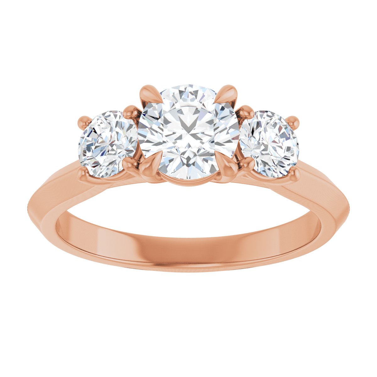 Round Claw-Prong Three-Stone Engagement Ring Semi-Mount - gallery - Series 127275