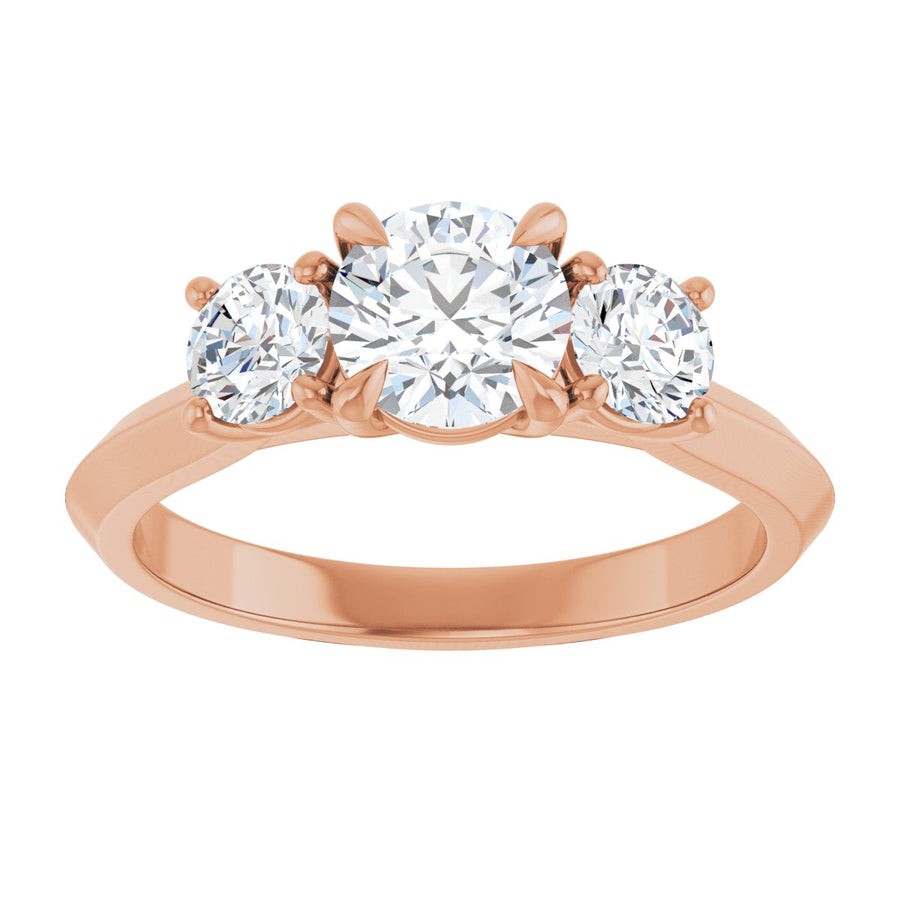 Round Claw-Prong Three-Stone Engagement Ring Semi-Mount - gallery - Series 127275