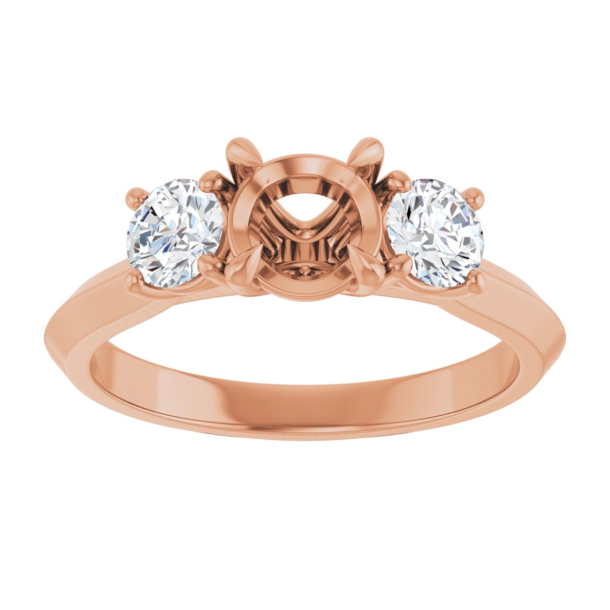 Round Claw-Prong Three-Stone Engagement Ring Semi-Mount - gallery - Series 127275