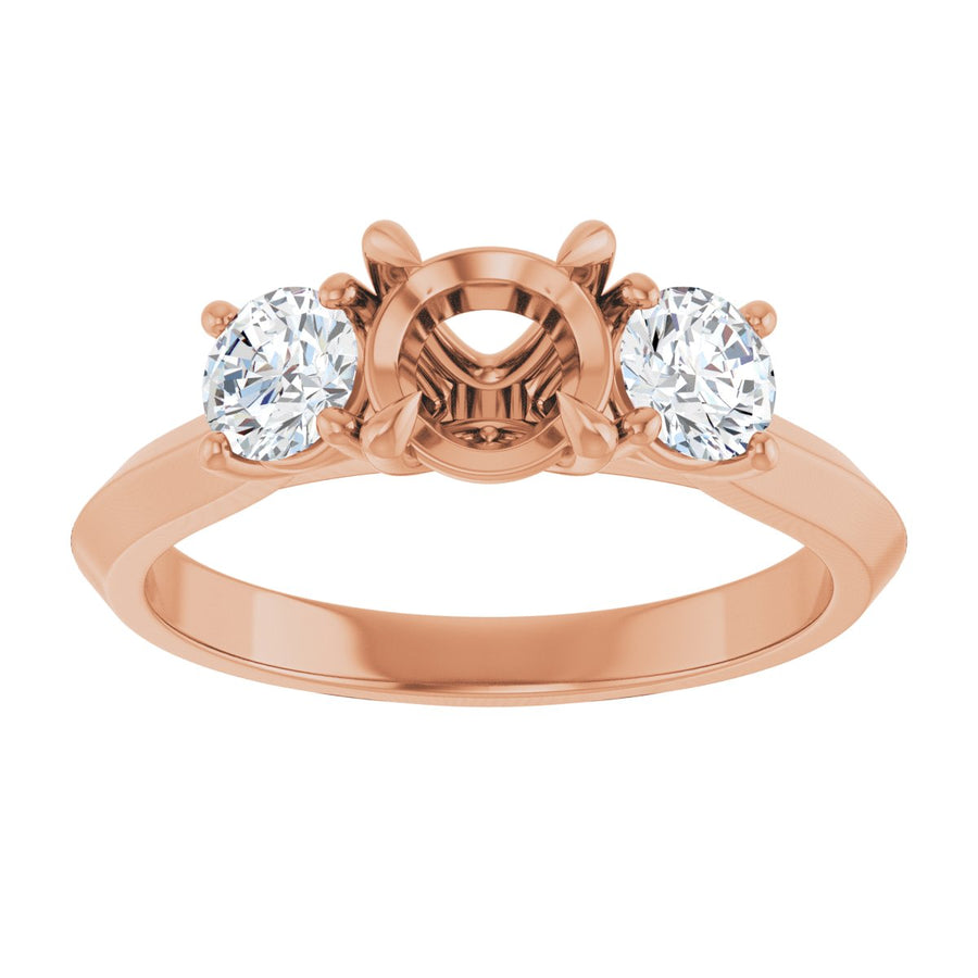 Round Claw-Prong Three-Stone Engagement Ring Semi-Mount - gallery - Series 127275