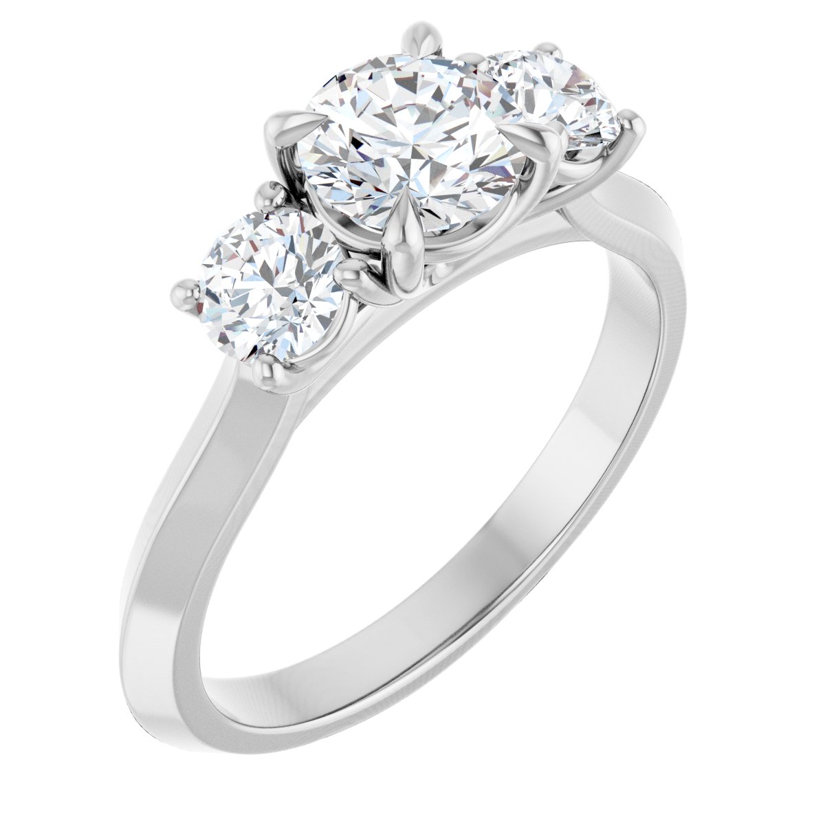 Natural Diamond Round Claw-Prong Three-Stone Engagement Ring Semi-Mount - Platinum - Series 127275