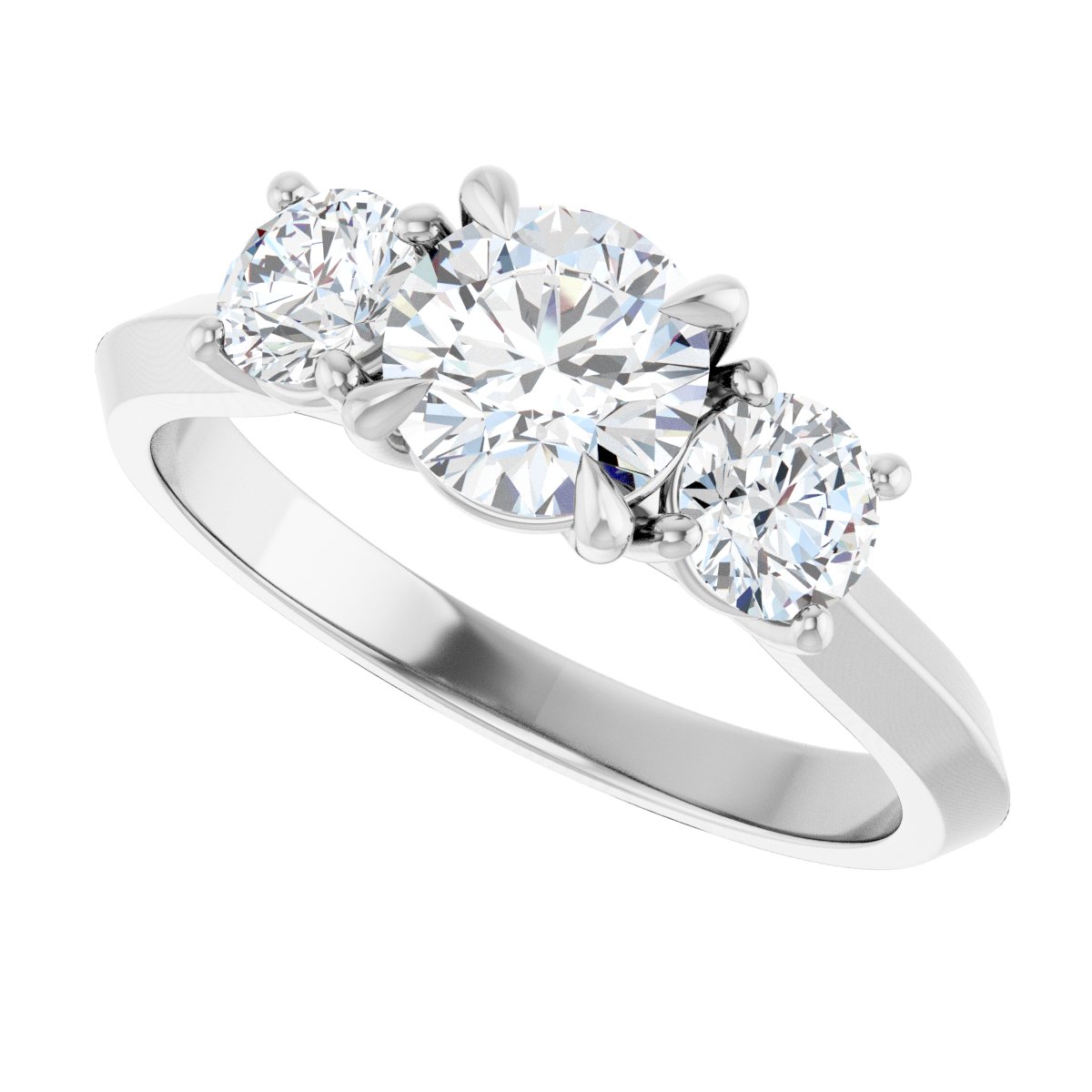 Round Claw-Prong Three-Stone Engagement Ring Semi-Mount - gallery - Series 127275