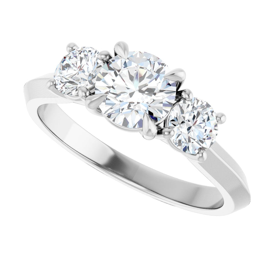 Round Claw-Prong Three-Stone Engagement Ring Semi-Mount - gallery - Series 127275