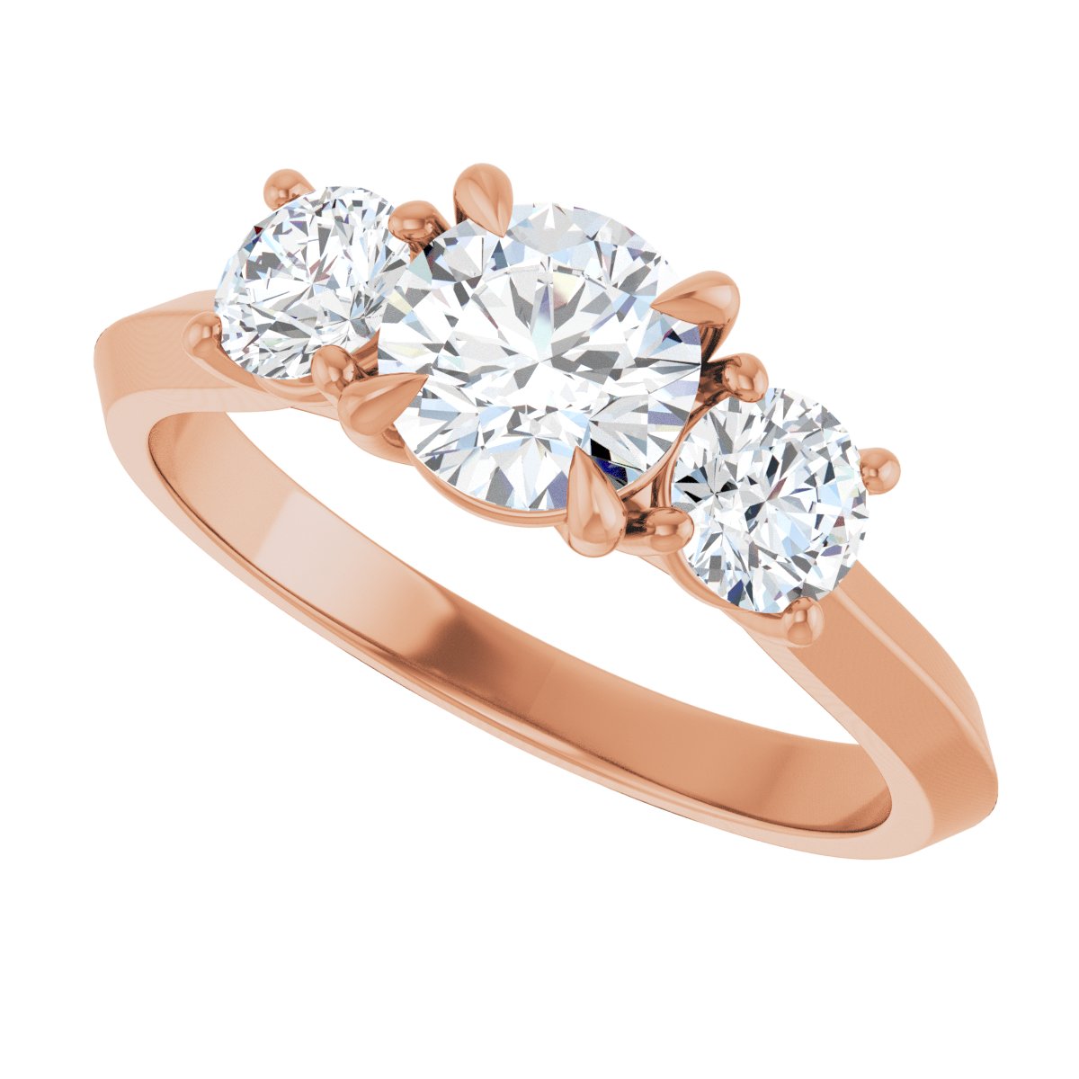 Round Claw-Prong Three-Stone Engagement Ring Semi-Mount - gallery - Series 127275