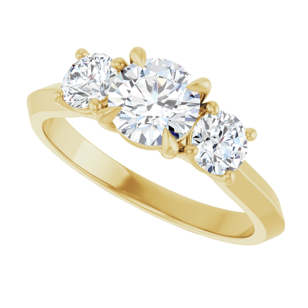 Round Claw-Prong Three-Stone Engagement Ring Semi-Mount - gallery - Series 127275