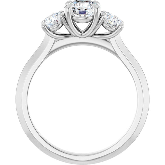 Round Claw-Prong Three-Stone Engagement Ring Semi-Mount - gallery - Series 127275