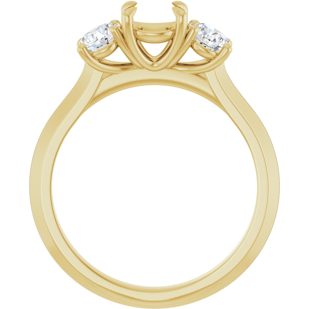 Round Claw-Prong Three-Stone Engagement Ring Semi-Mount - gallery - Series 127275