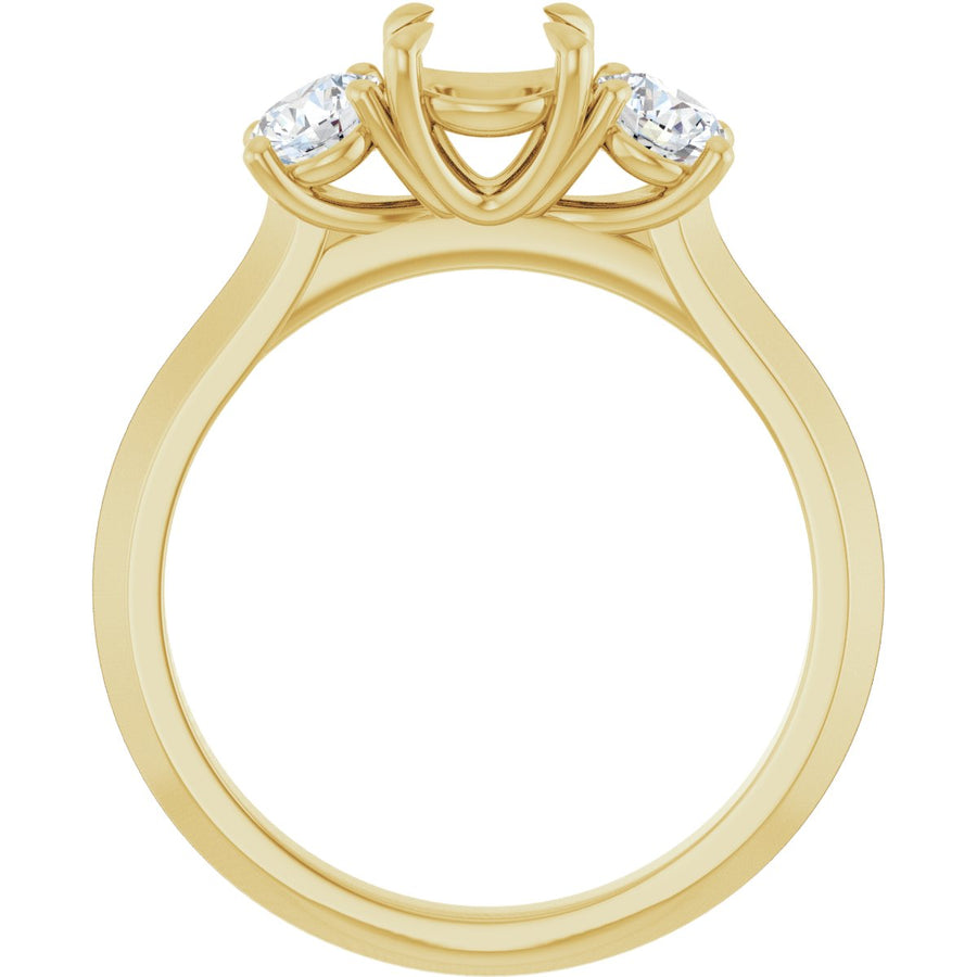 Round Claw-Prong Three-Stone Engagement Ring Semi-Mount - gallery - Series 127275