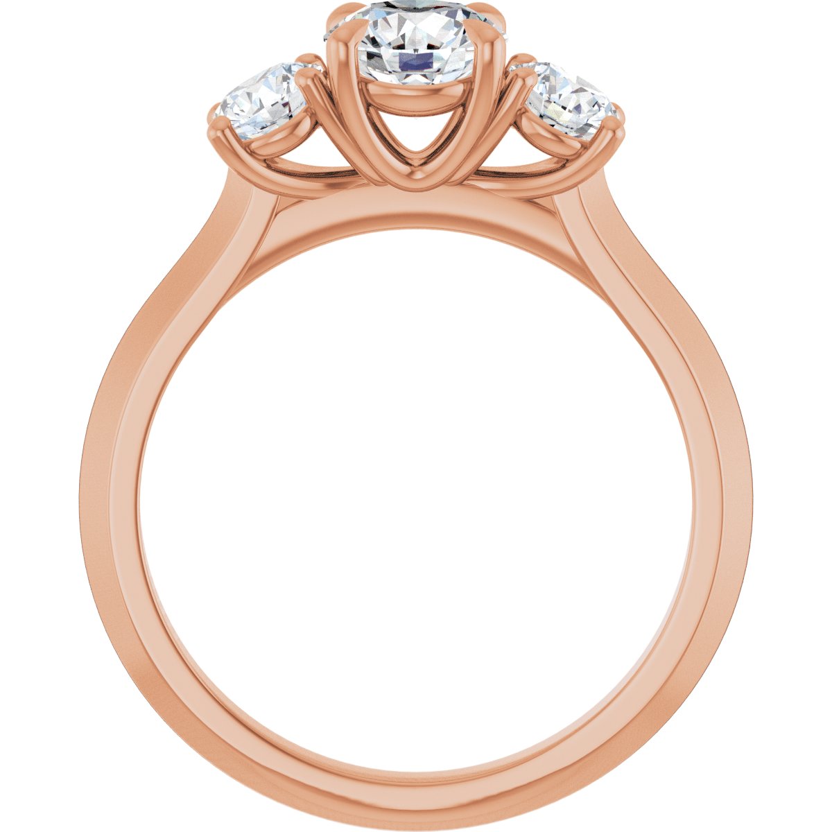 Round Claw-Prong Three-Stone Engagement Ring Semi-Mount - gallery - Series 127275