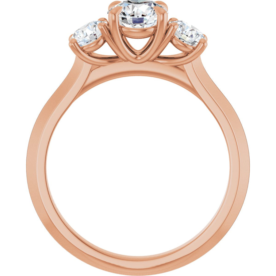 Round Claw-Prong Three-Stone Engagement Ring Semi-Mount - gallery - Series 127275
