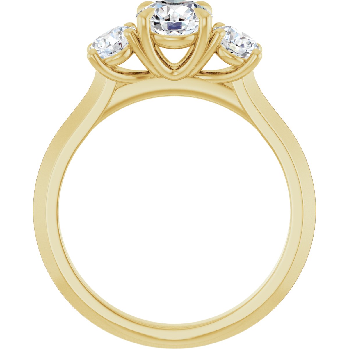 Round Claw-Prong Three-Stone Engagement Ring Semi-Mount - gallery - Series 127275