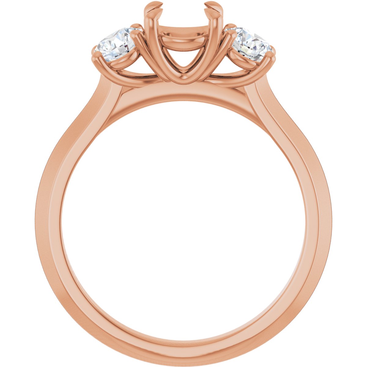 Round Claw-Prong Three-Stone Engagement Ring Semi-Mount - gallery - Series 127275