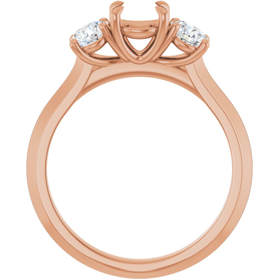 Round Claw-Prong Three-Stone Engagement Ring Semi-Mount - gallery - Series 127275