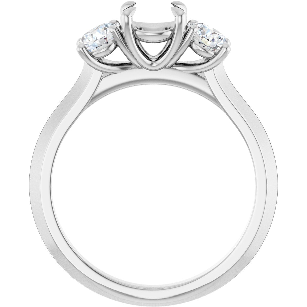 Round Claw-Prong Three-Stone Engagement Ring Semi-Mount - gallery - Series 127275