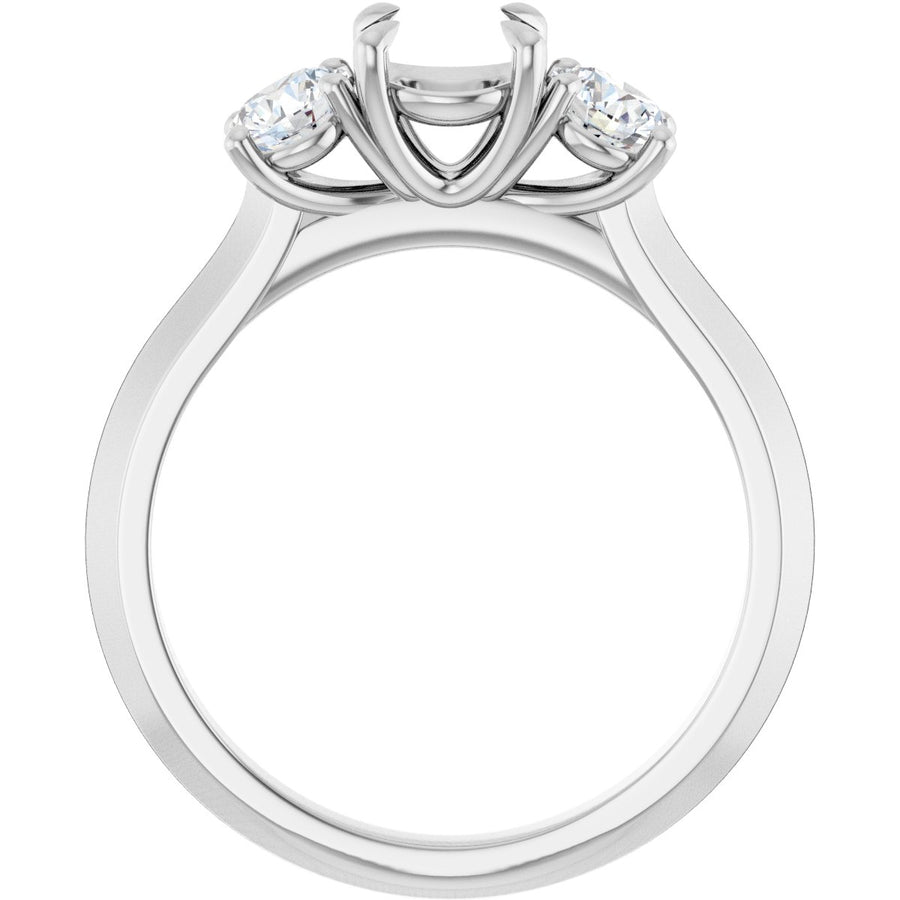 Round Claw-Prong Three-Stone Engagement Ring Semi-Mount - gallery - Series 127275