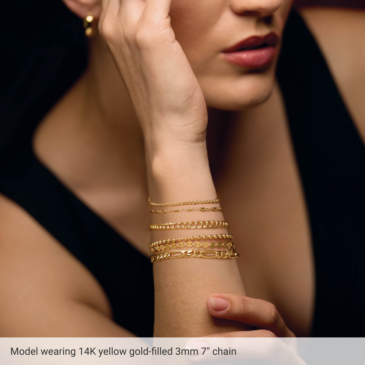 Hollow Bead Chain Bracelet (3 Mm / 7 In) - gallery - Series CH438