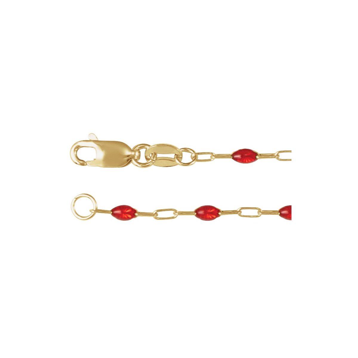 1.6 mm Enamel Bead Paperclip-Style Chain Bracelet (1.6 Mm / 7 In) - Series CH1290