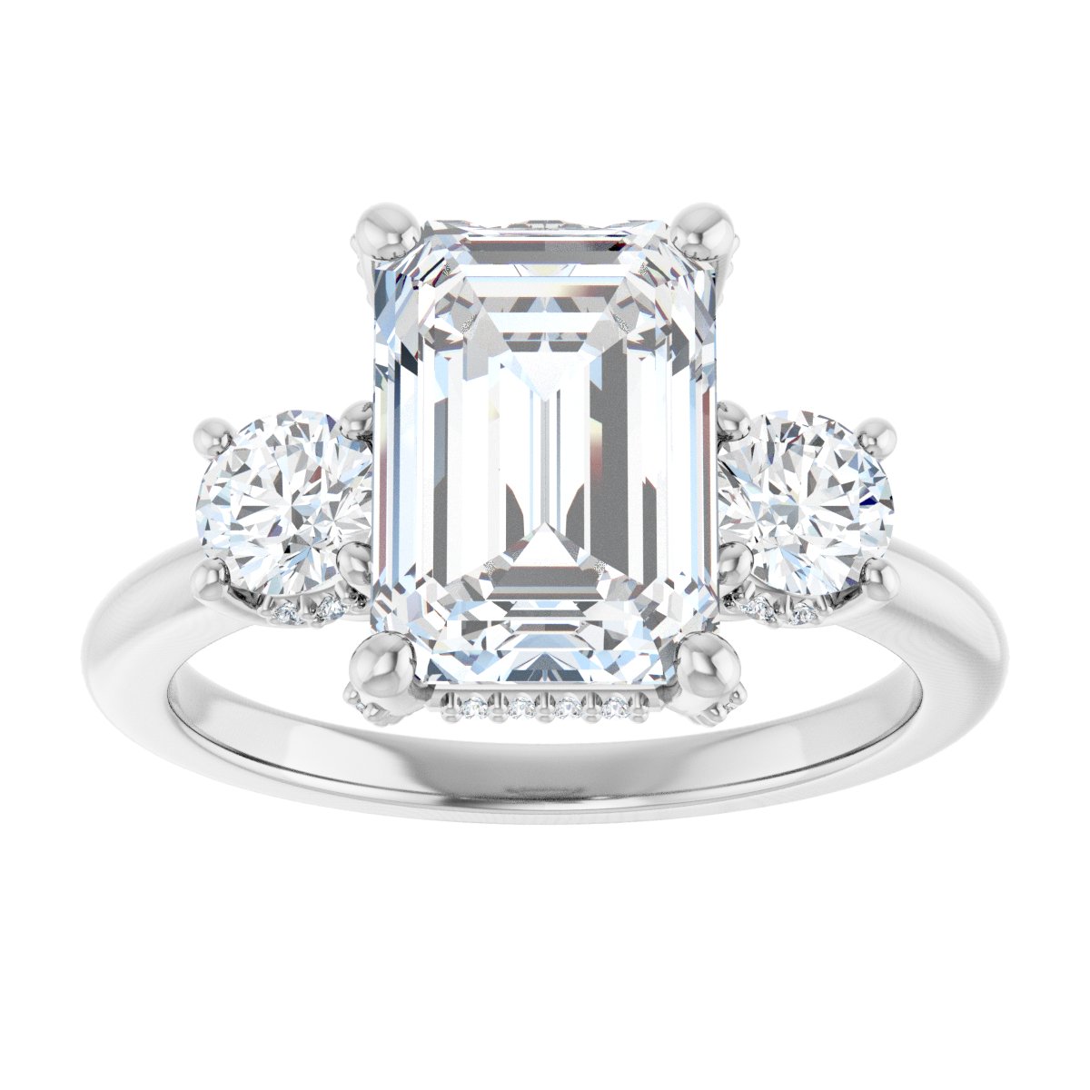 Emerald Hidden Halo-Style Engagement Ring Semi-Mount - gallery - Series 127345