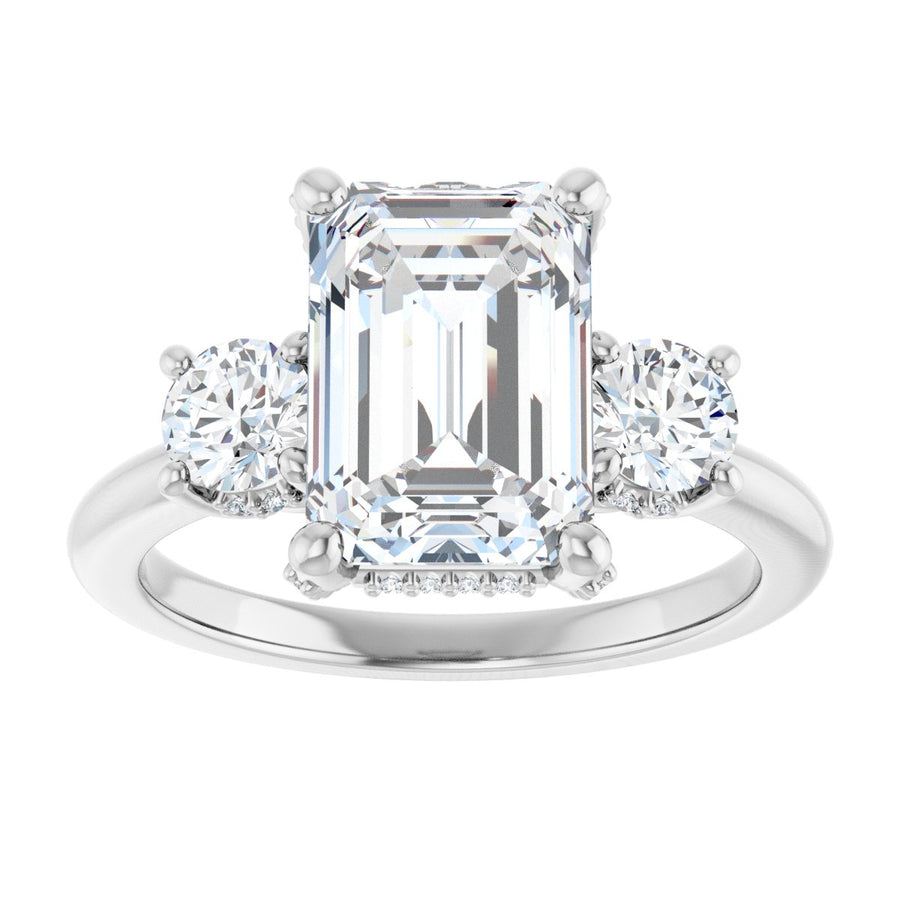 Emerald Hidden Halo-Style Engagement Ring Semi-Mount - gallery - Series 127345