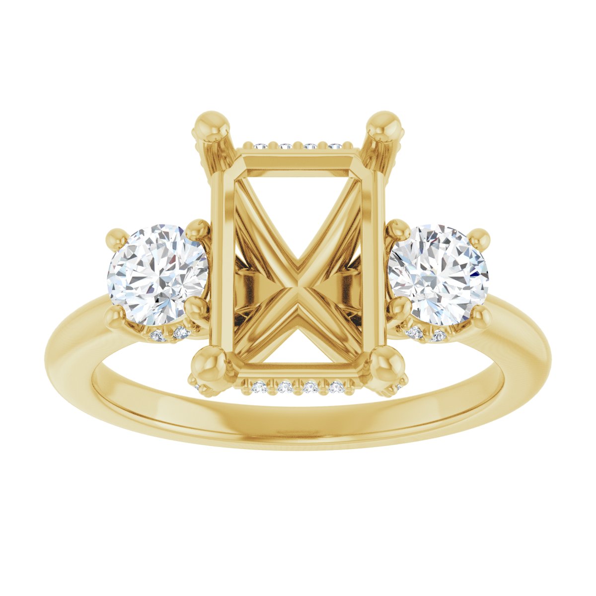 Emerald Hidden Halo-Style Engagement Ring Semi-Mount - gallery - Series 127345