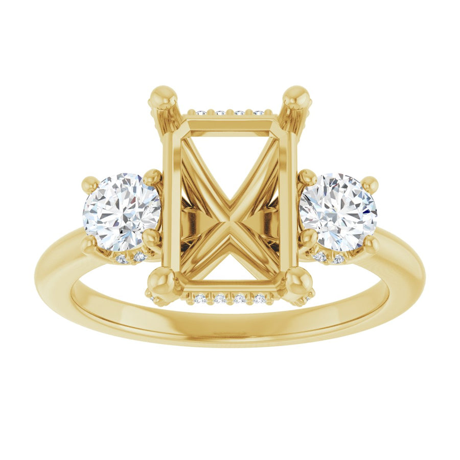 Emerald Hidden Halo-Style Engagement Ring Semi-Mount - gallery - Series 127345