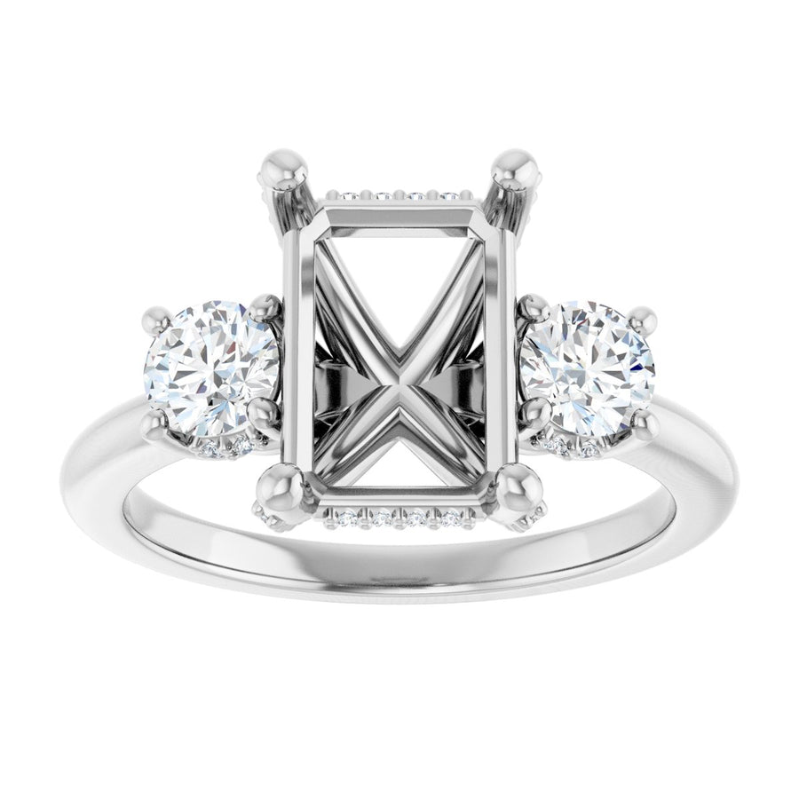 Emerald Hidden Halo-Style Engagement Ring Semi-Mount - gallery - Series 127345
