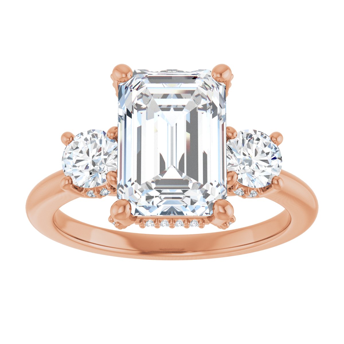 Emerald Hidden Halo-Style Engagement Ring Semi-Mount - gallery - Series 127345