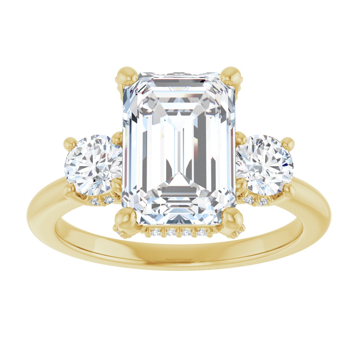 Emerald Hidden Halo-Style Engagement Ring Semi-Mount - gallery - Series 127345
