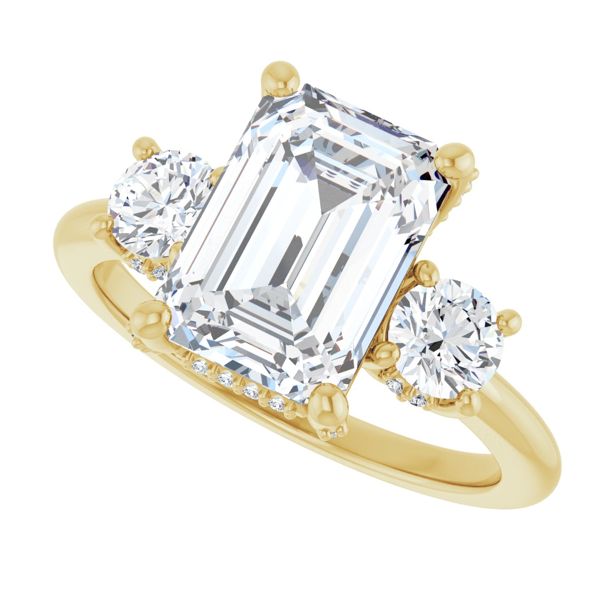 Emerald Hidden Halo-Style Engagement Ring Semi-Mount - gallery - Series 127345