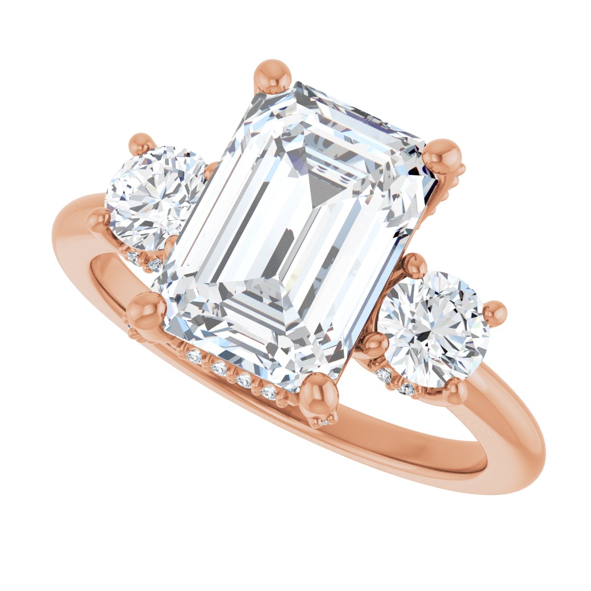 Emerald Hidden Halo-Style Engagement Ring Semi-Mount - gallery - Series 127345