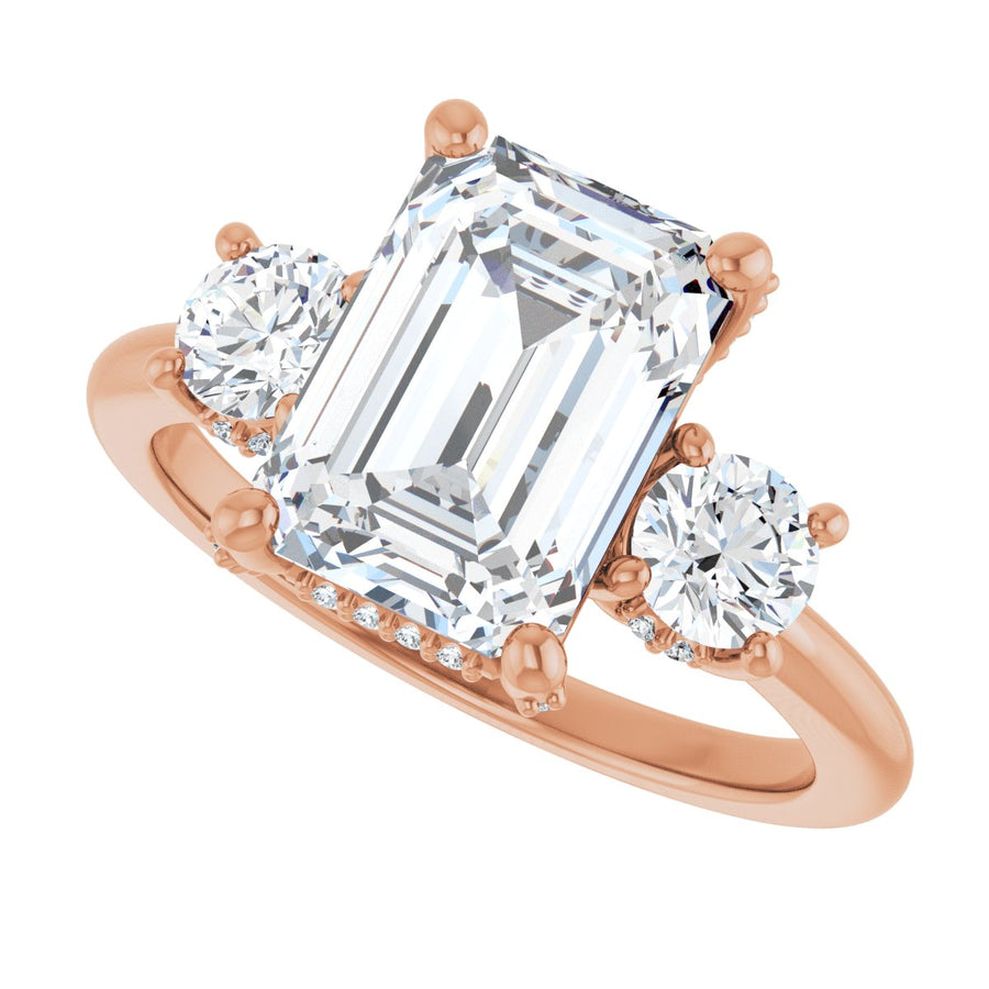 Emerald Hidden Halo-Style Engagement Ring Semi-Mount - gallery - Series 127345