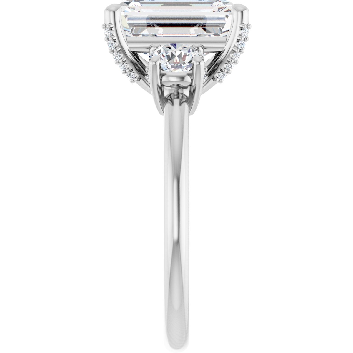 Emerald Hidden Halo-Style Engagement Ring Semi-Mount - gallery - Series 127345