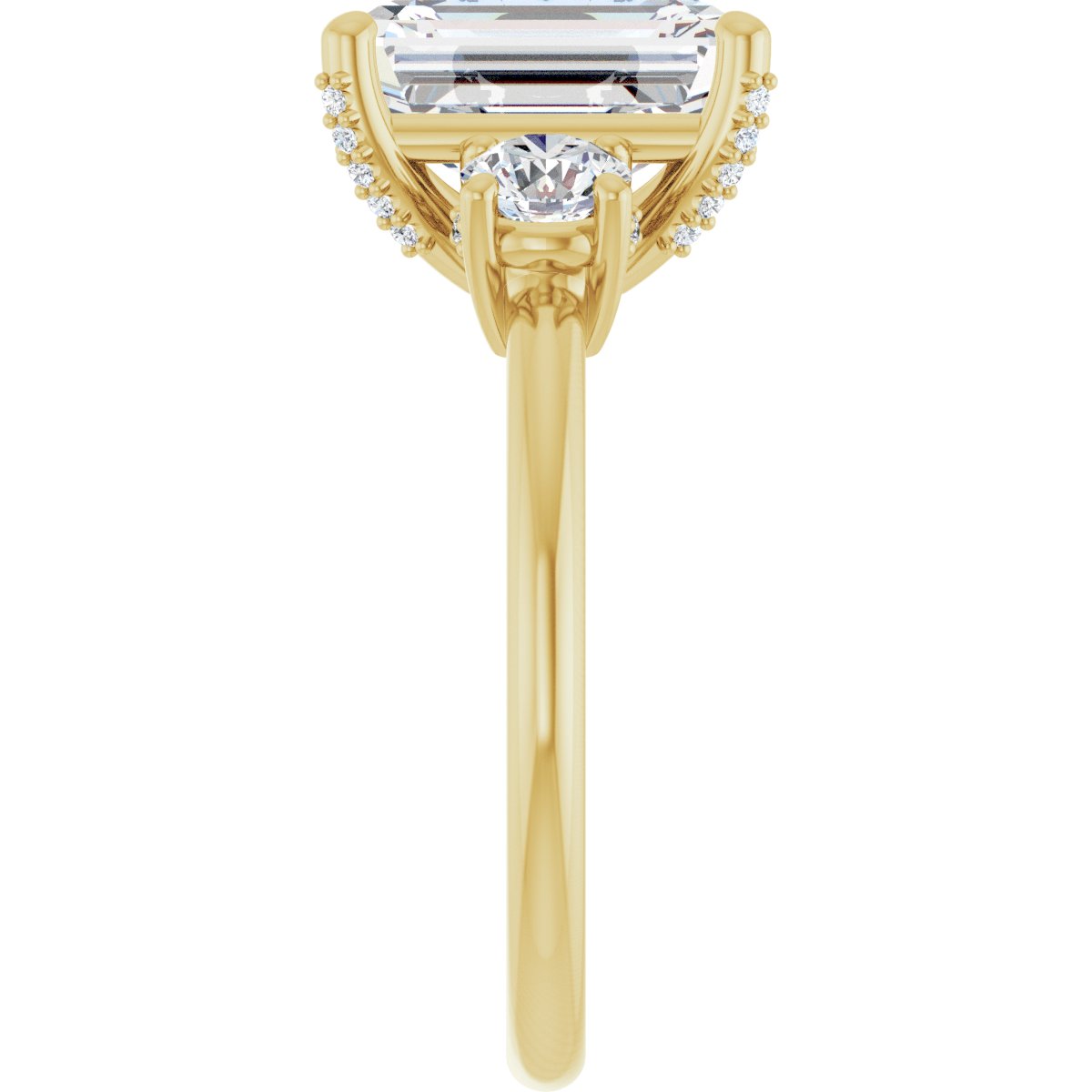 Emerald Hidden Halo-Style Engagement Ring Semi-Mount - gallery - Series 127345