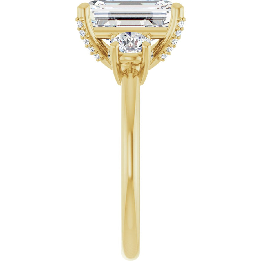 Emerald Hidden Halo-Style Engagement Ring Semi-Mount - gallery - Series 127345