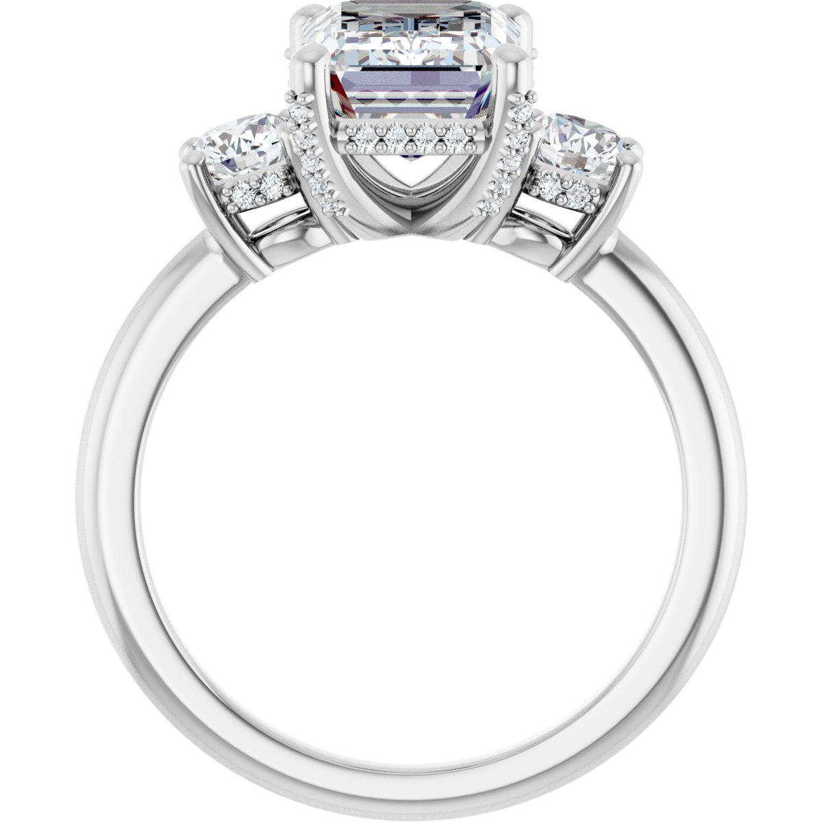 Emerald Hidden Halo-Style Engagement Ring Semi-Mount - gallery - Series 127345