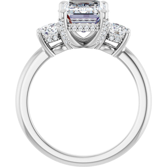 Emerald Hidden Halo-Style Engagement Ring Semi-Mount - gallery - Series 127345