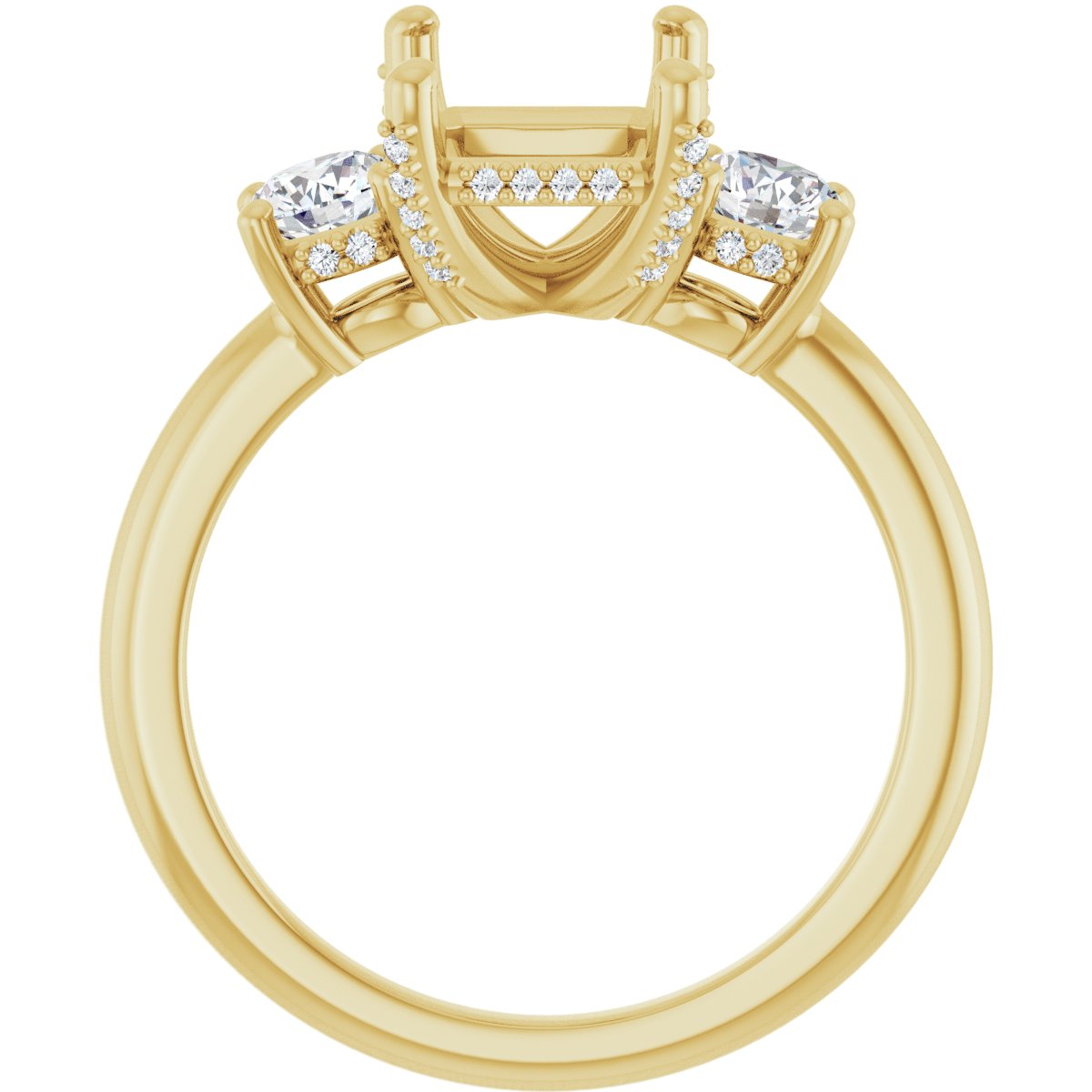 Emerald Hidden Halo-Style Engagement Ring Semi-Mount - gallery - Series 127345