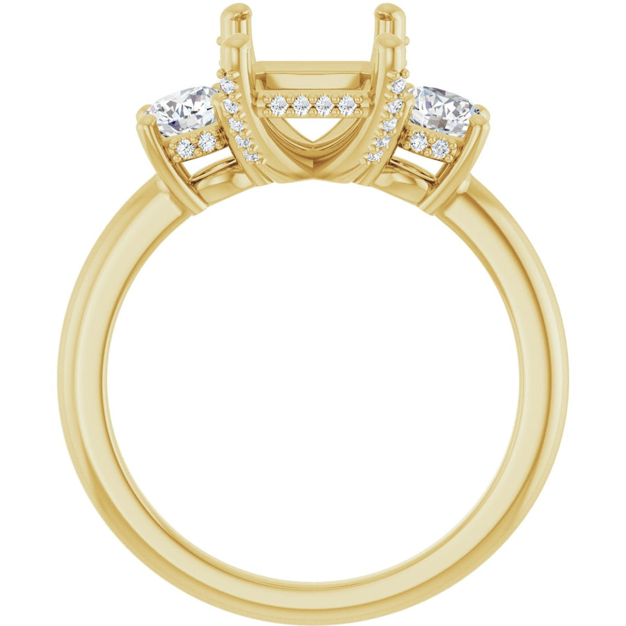 Emerald Hidden Halo-Style Engagement Ring Semi-Mount - gallery - Series 127345