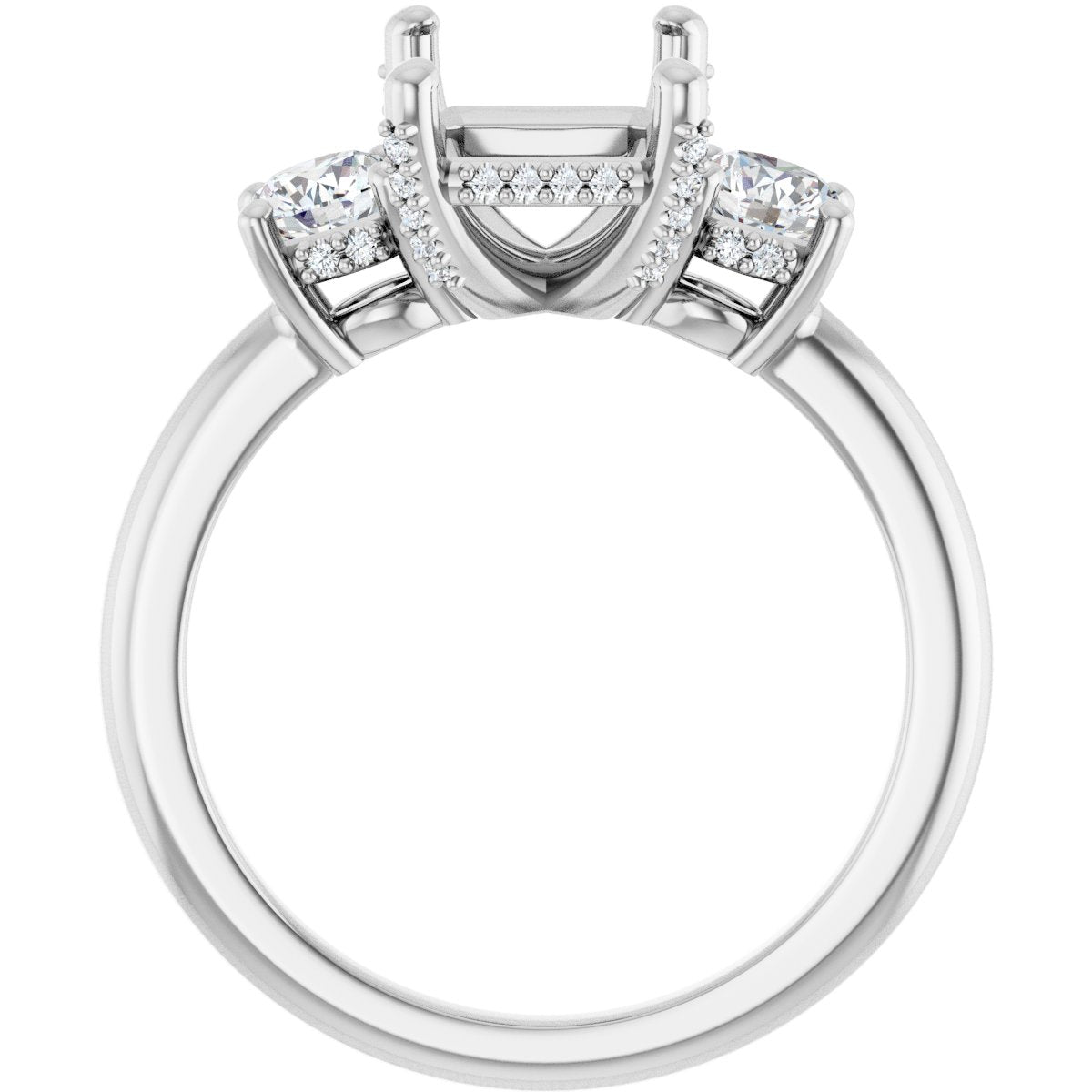 Emerald Hidden Halo-Style Engagement Ring Semi-Mount - gallery - Series 127345